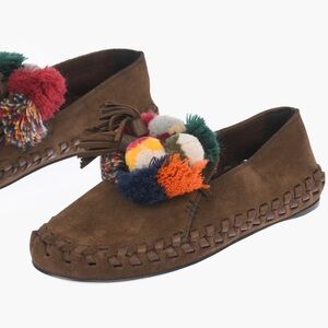NEW! Celine Marlou moccasins with tassels and multi-colored pom-pom detail 6.5